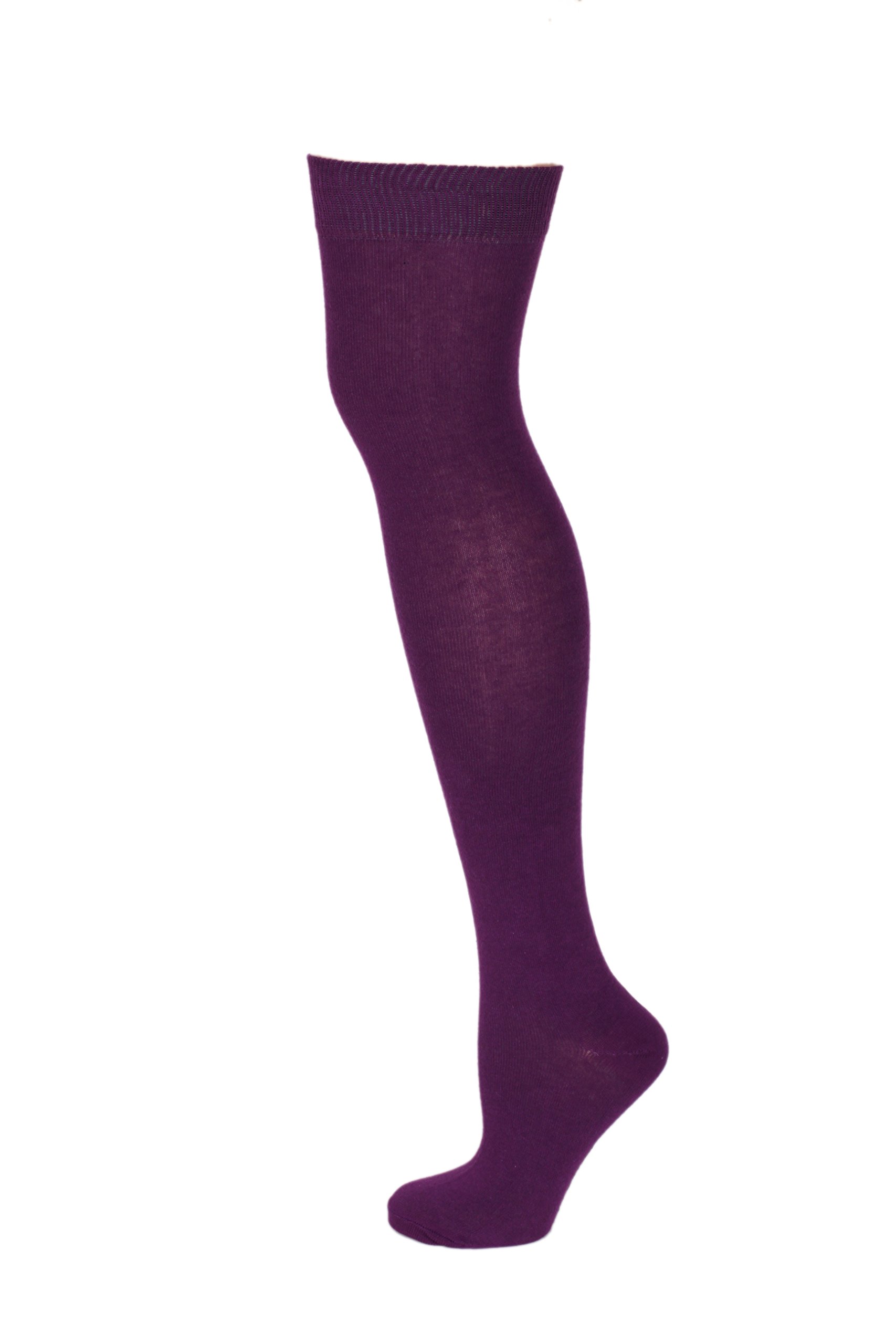 M Macahel Women's Purple Macahel Over The Knee Thigh High Plain Socks