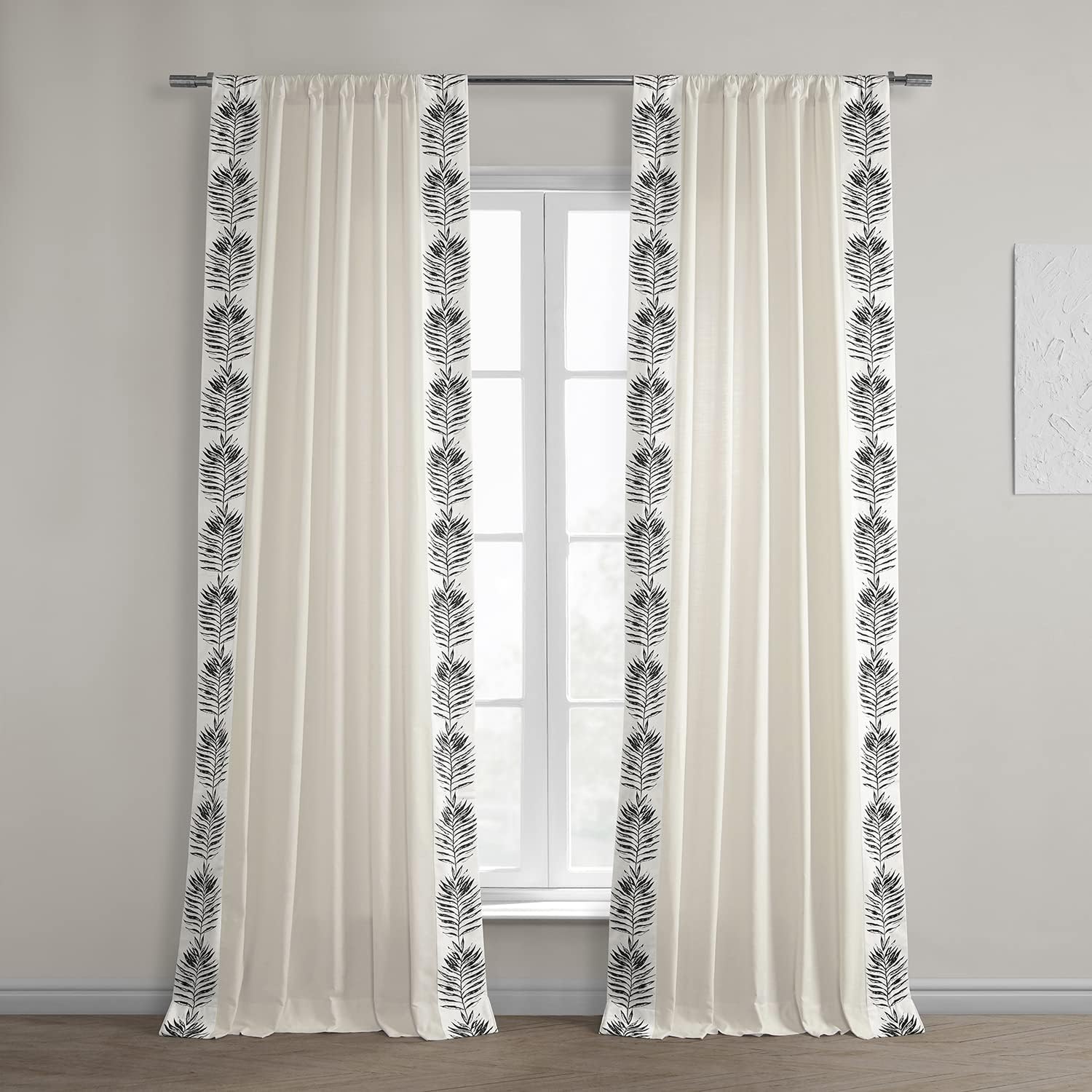 HPD Half Price Drapes Bordered Solid Cotton Curtains for