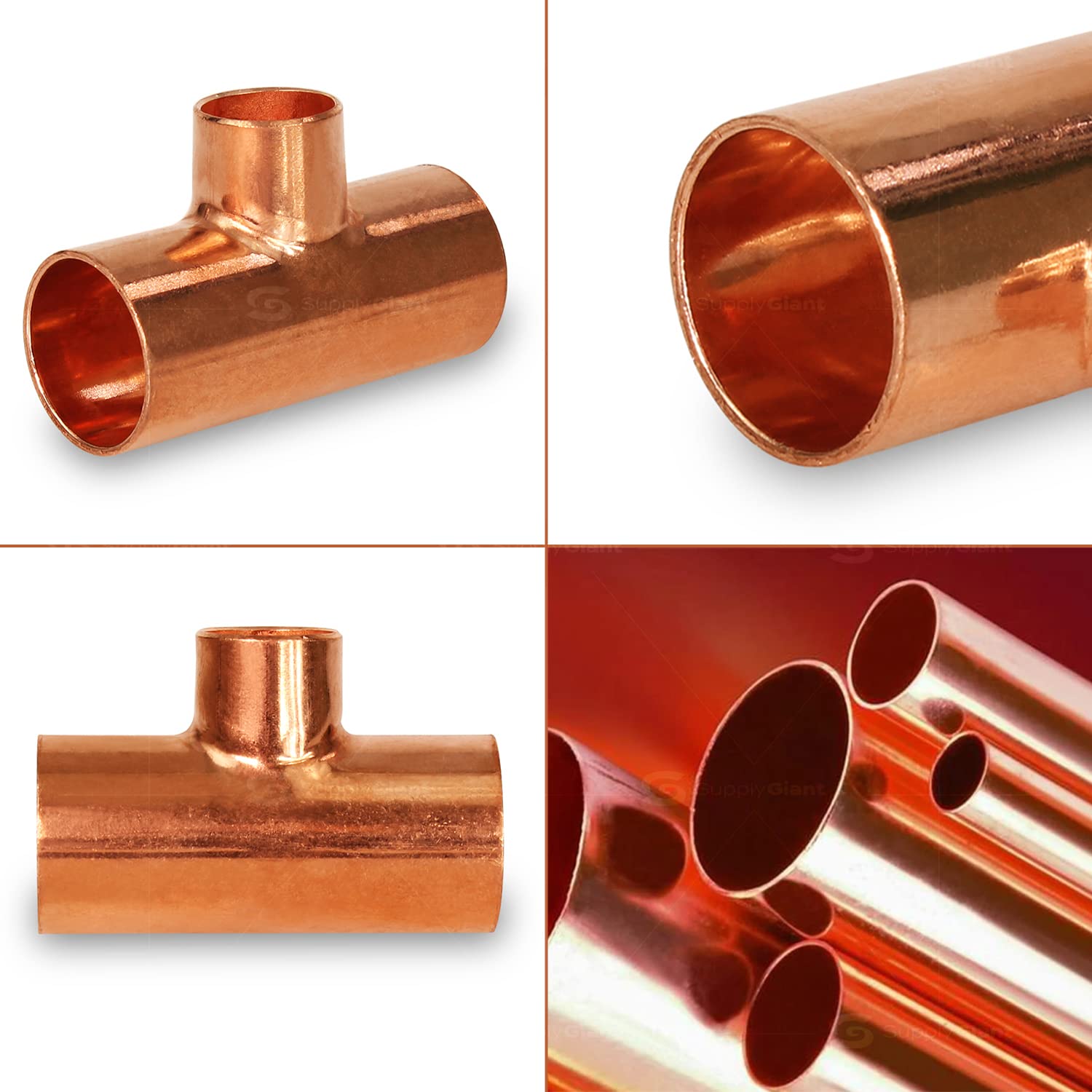 Snapklik.com : Supply Giant DDSU2017-5 Pack Of 5 Reducing Tee Copper ...