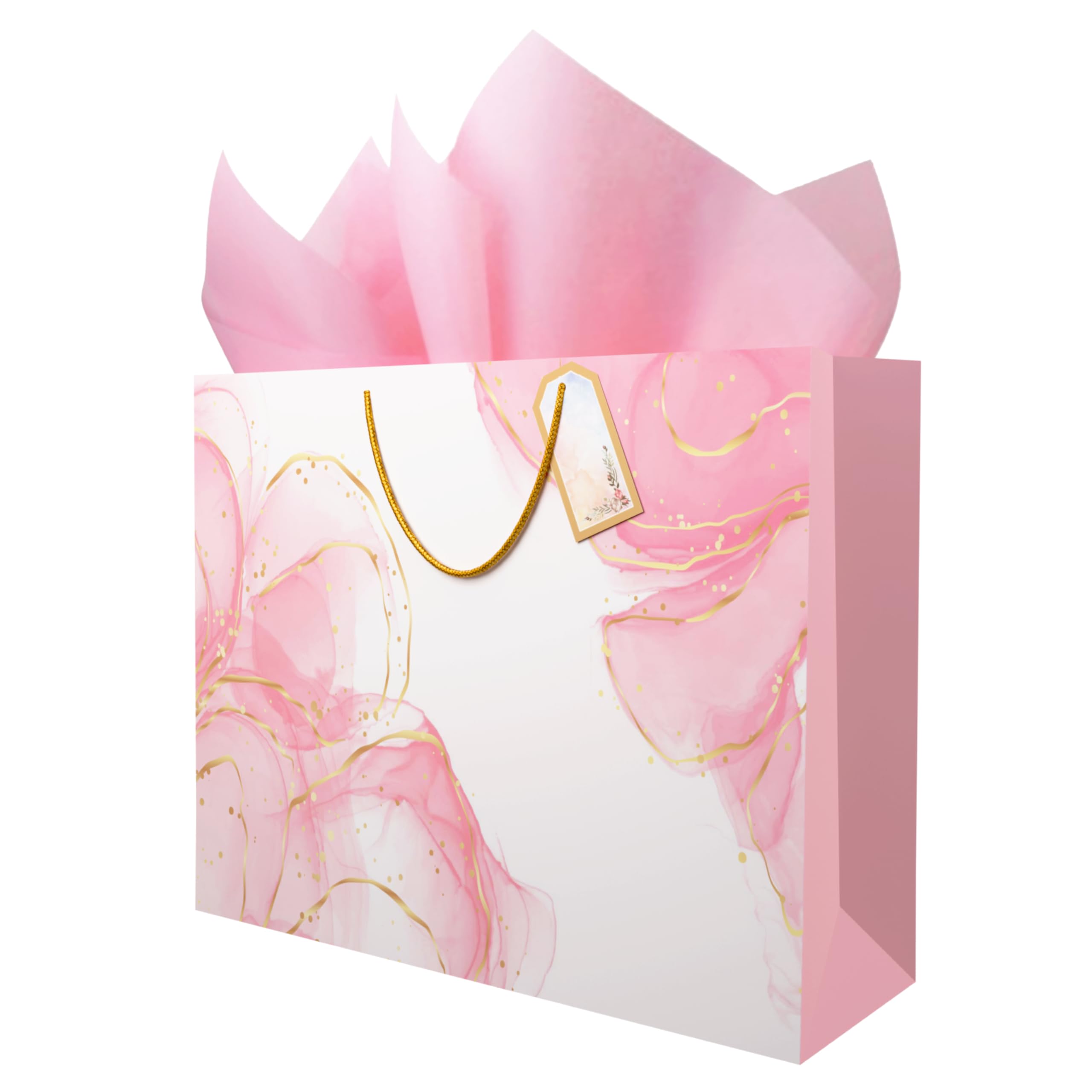 Gift Bags - Paper Bags for Return Gifts | purple Gift Bag |Medium Carry Bags for Gifting |Goodie Bags with Tissue Paper and Thank You Card Gift Tag |Pack of 10 |Size 12x9x3.5 inches By Flora Paperbags