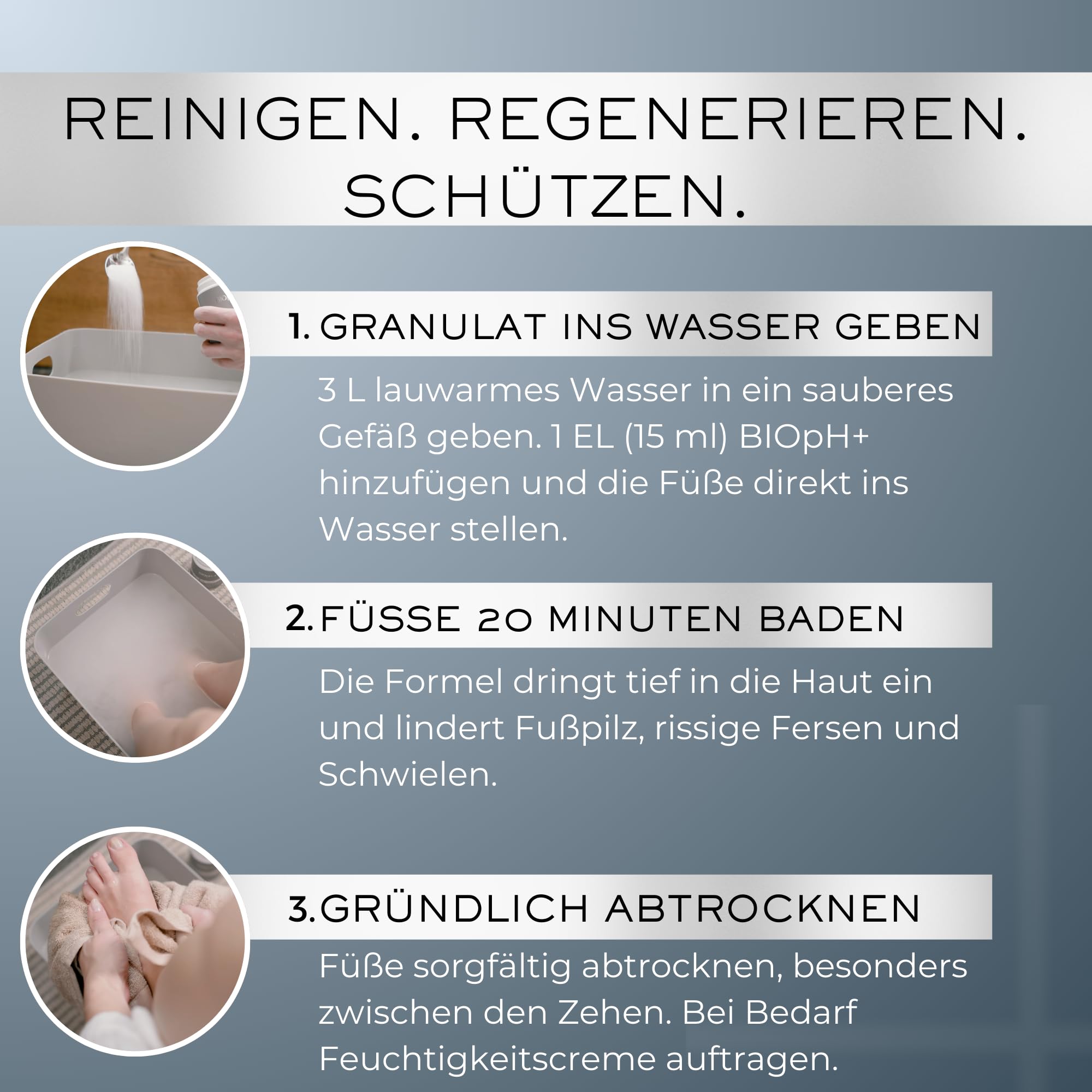 BIOpH+ Medizinisches Fußbad 250 g | Für Diabetiker geeignet | Klinisch geprüft bei Fußpilz, rissigen Fersen, Hornhaut und trockener Haut | Tiefenreinigung und Hauterneuerung
