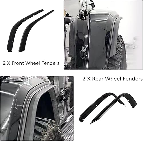Miniatura 7 de ETL INDUSTRIES Juego de extensiones de guardabarros delanteros y traseros para Jeep Wrangler JL JLU Unlimited Sahara 24 puertas (solo compatible con