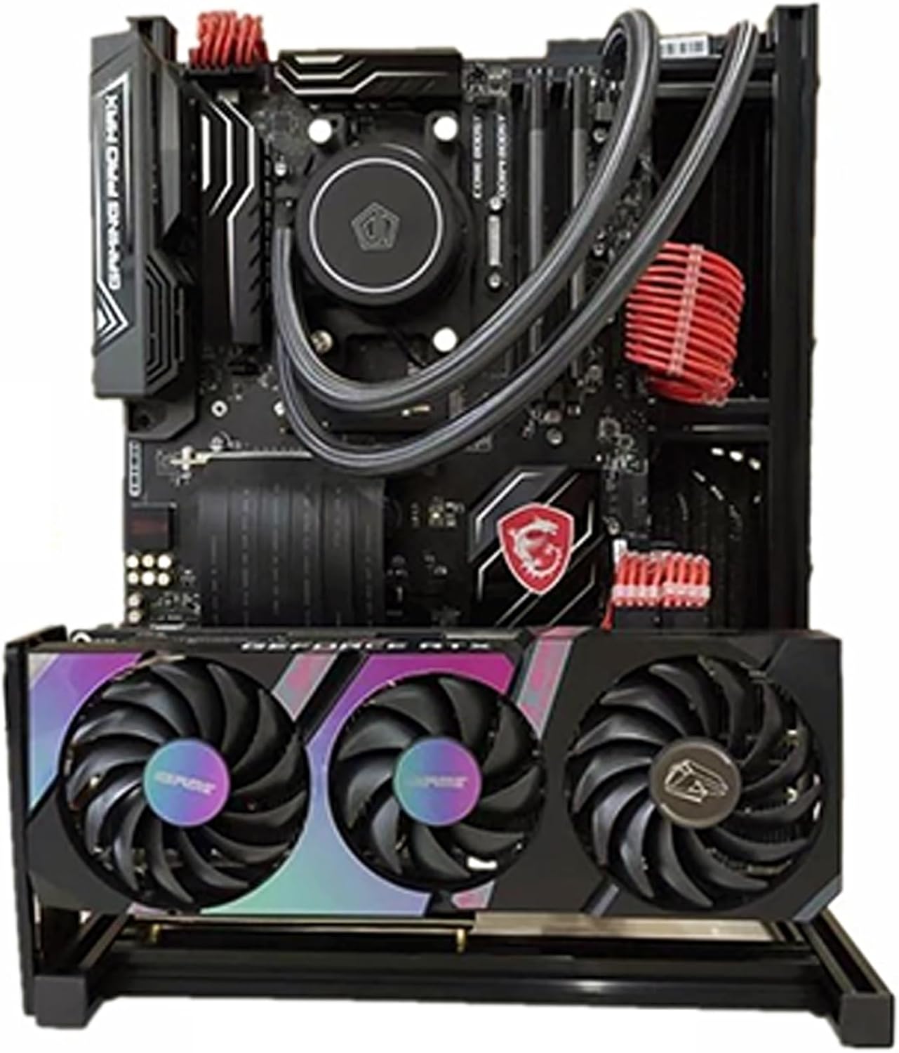 PC Test Bench Motherboard Case, Aluminum Open Frame Computer Case Rack Bracket, Support ATX Computer Case and 180 Water-Cooled,DIY Creative Personality Motherboard Chassis Set, Vertical Overclocking