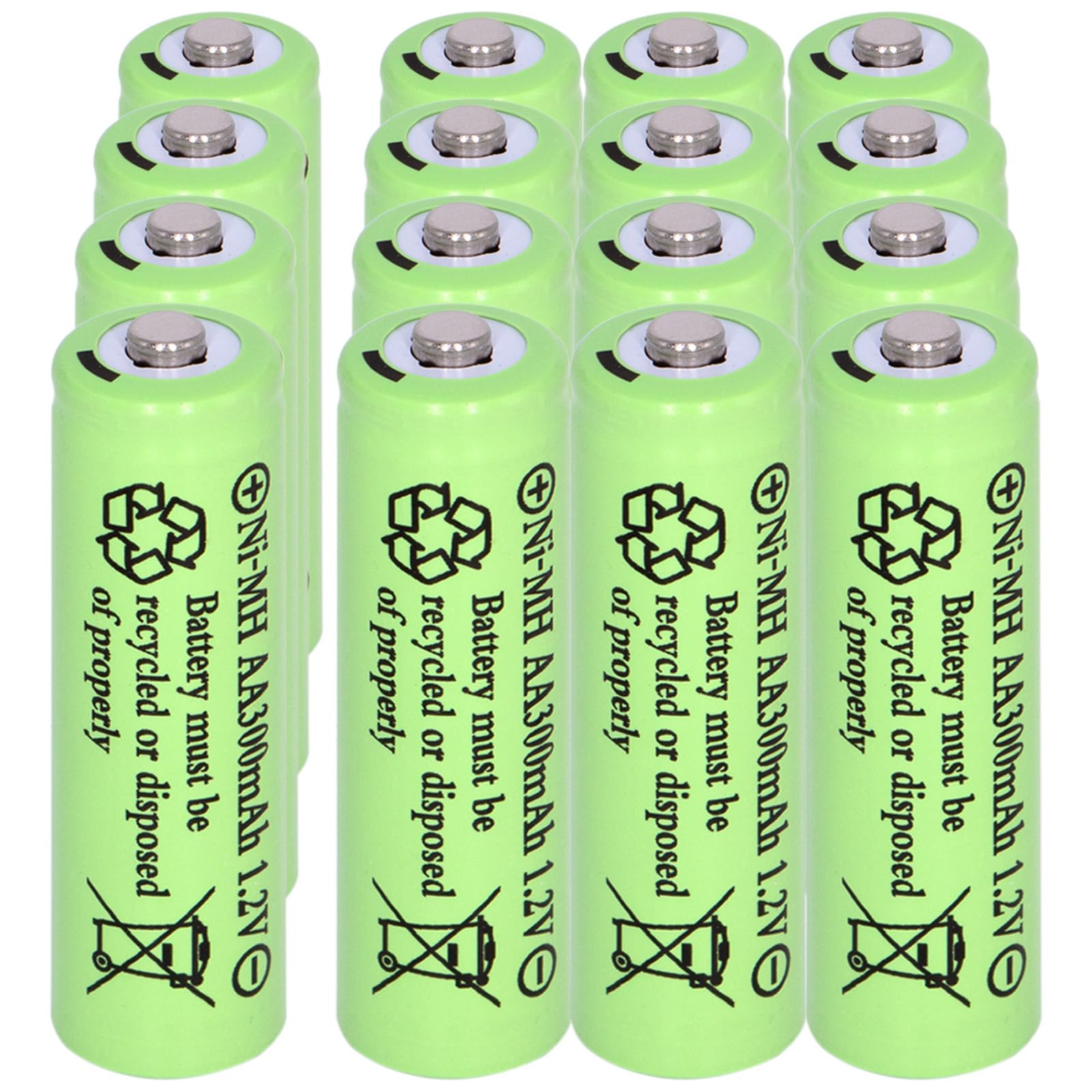 16 Packungen Solarleuchten Batterien AA 300 mAh 1,2 V Ni-MH wiederaufladbare Doppel-A-Akku für Außen-Solarleuchten, Lichterketten, Wegeleuchten