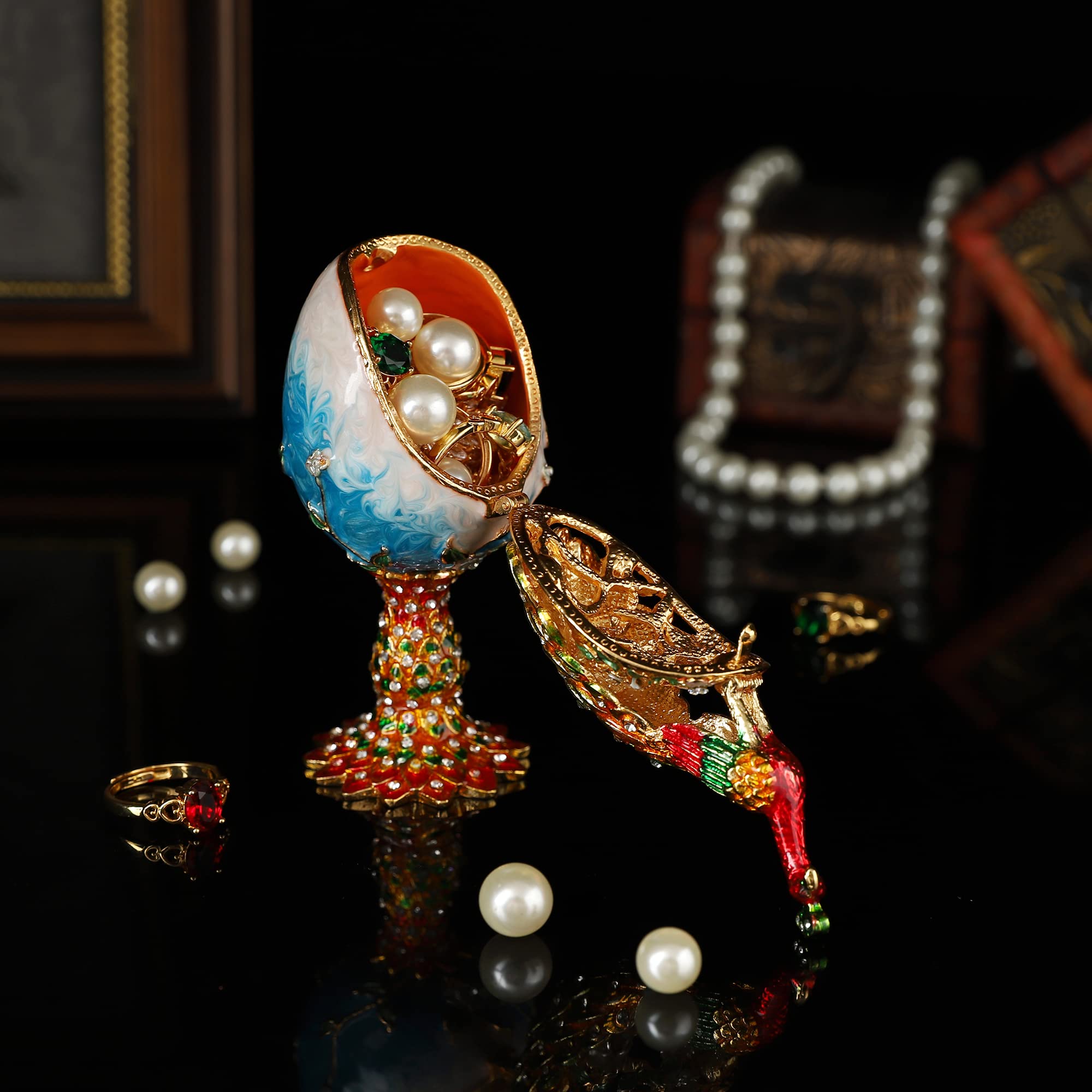 Amazon.com: QIFU Vintage Blue Peacock Style Easter Egg Trinket Box