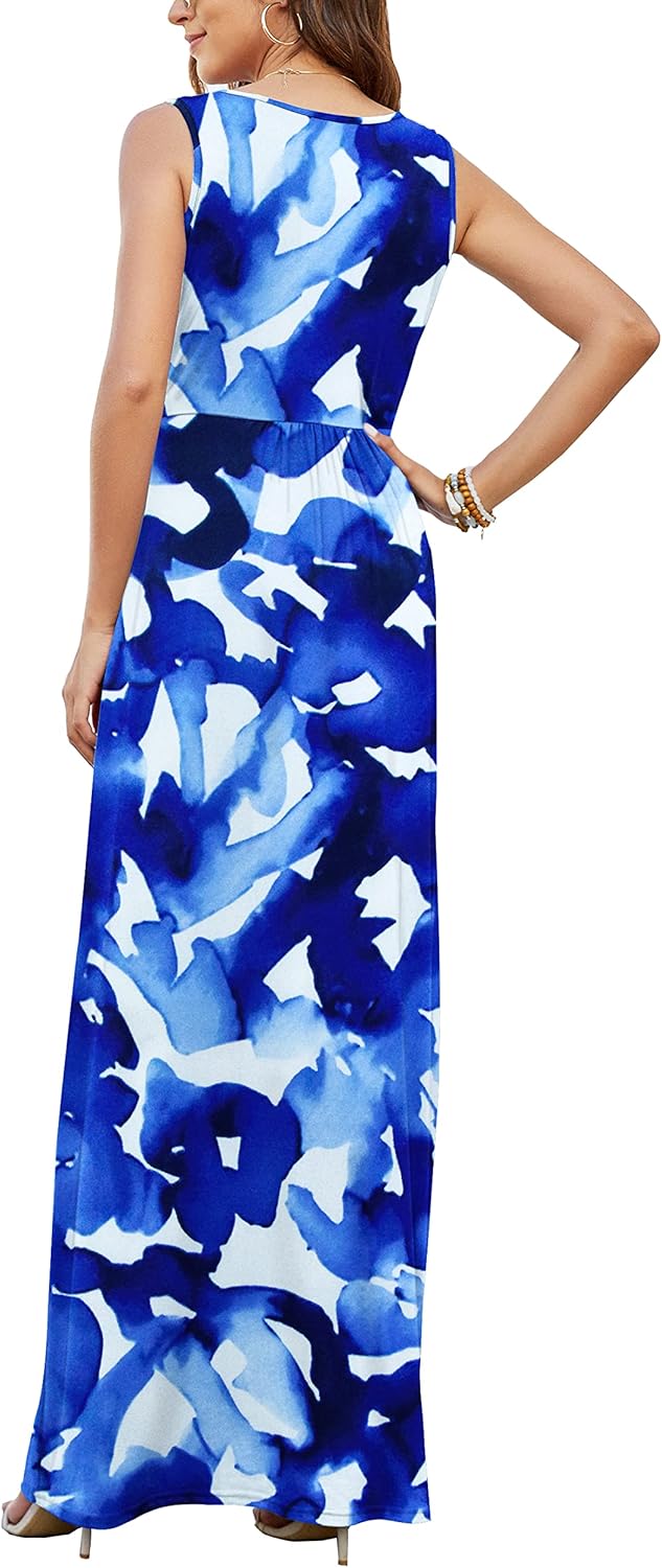 AUSELILY Women's Sleeveless Formal Dress Deep V Neck Loose Plain Cocktail Long Maxi Dresses with Pockets 2026 New - Image 4