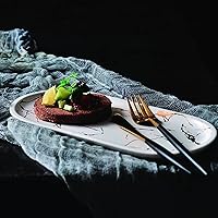 Vista 4 de Vajilla - Platos de cerámica para cena, bandeja de mármol, ensalada de frutas, postre, sushi, platos de cocina, bandejas para servir