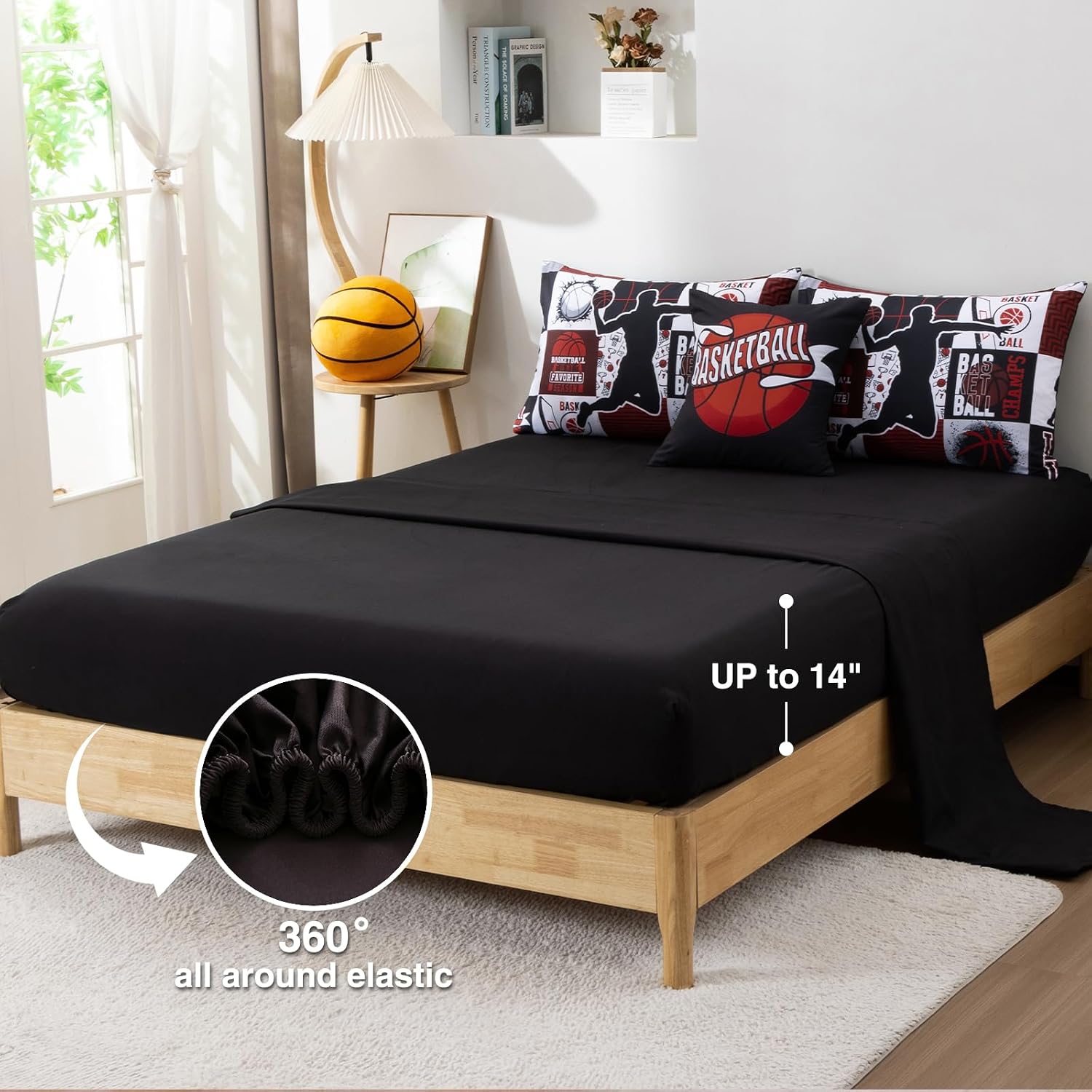 A Nice Night Sports Geometric Bedding, 6Pcs Bed Comforter Set,Twin,Red