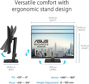 ASUS VA27UCPS 27 4K IPS HDR 3840 x 2160 5ms 350cd DP HDMI USB-C Hoparlör VESA 3YIL ELMB SYNC,PD 65W PIVOT Monitör