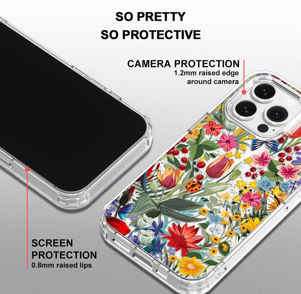 MOSNOVO Case for iPhone 14 Pro Max, [Buffertech 6.6ft Military-Grade Drop Protection] [Anti Peel Off Tech] Clear TPU Bumper Phone Case Cover Design - in The Garden - Image 4