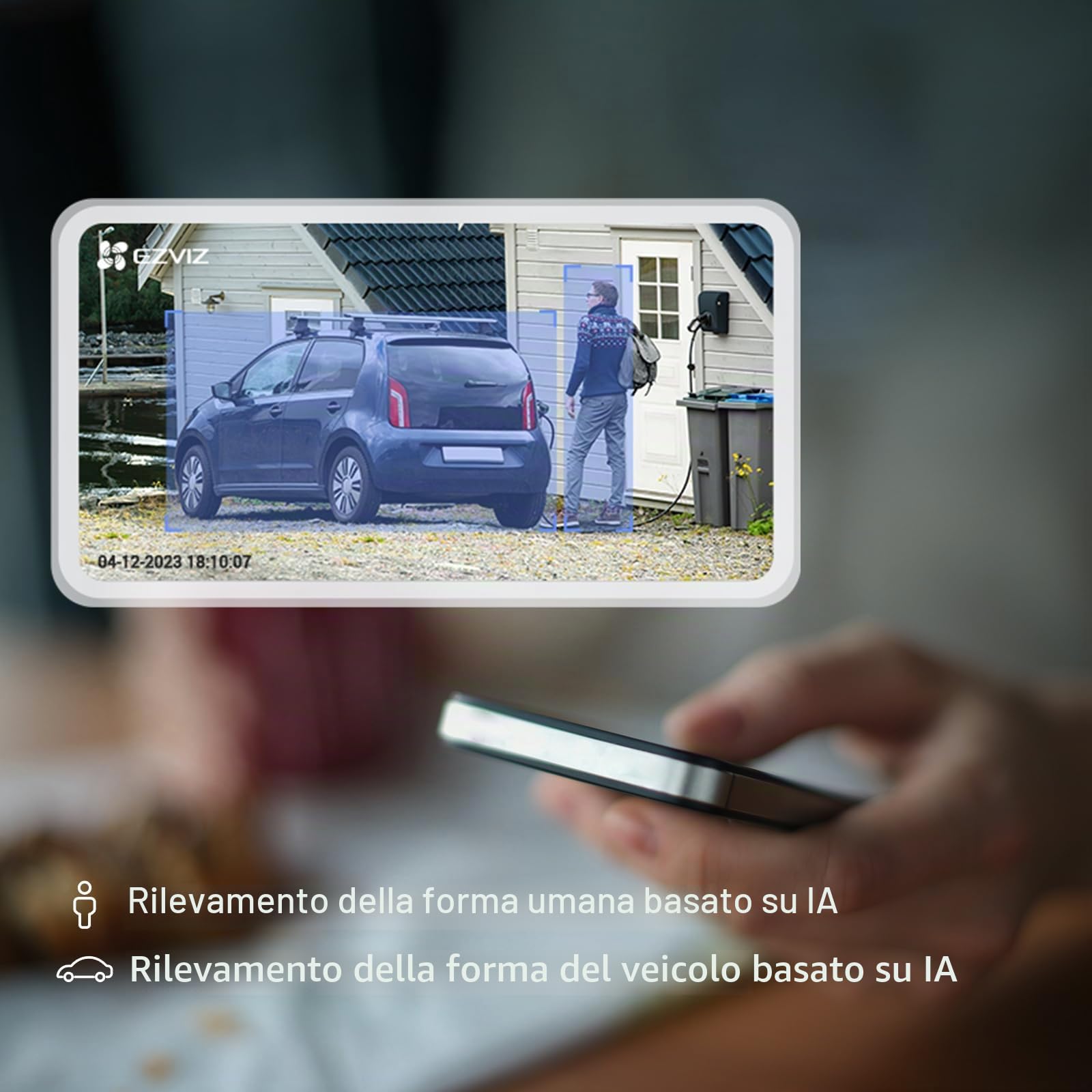 EZVIZ CB3 4G LTE Telecamera da Esterno Senza Fili 2K, Batteria 5200 mAh, Rilevamento Persone/Veicoli con AI, Audio Bidirezionale, Visione Notturna a Colori, IP65