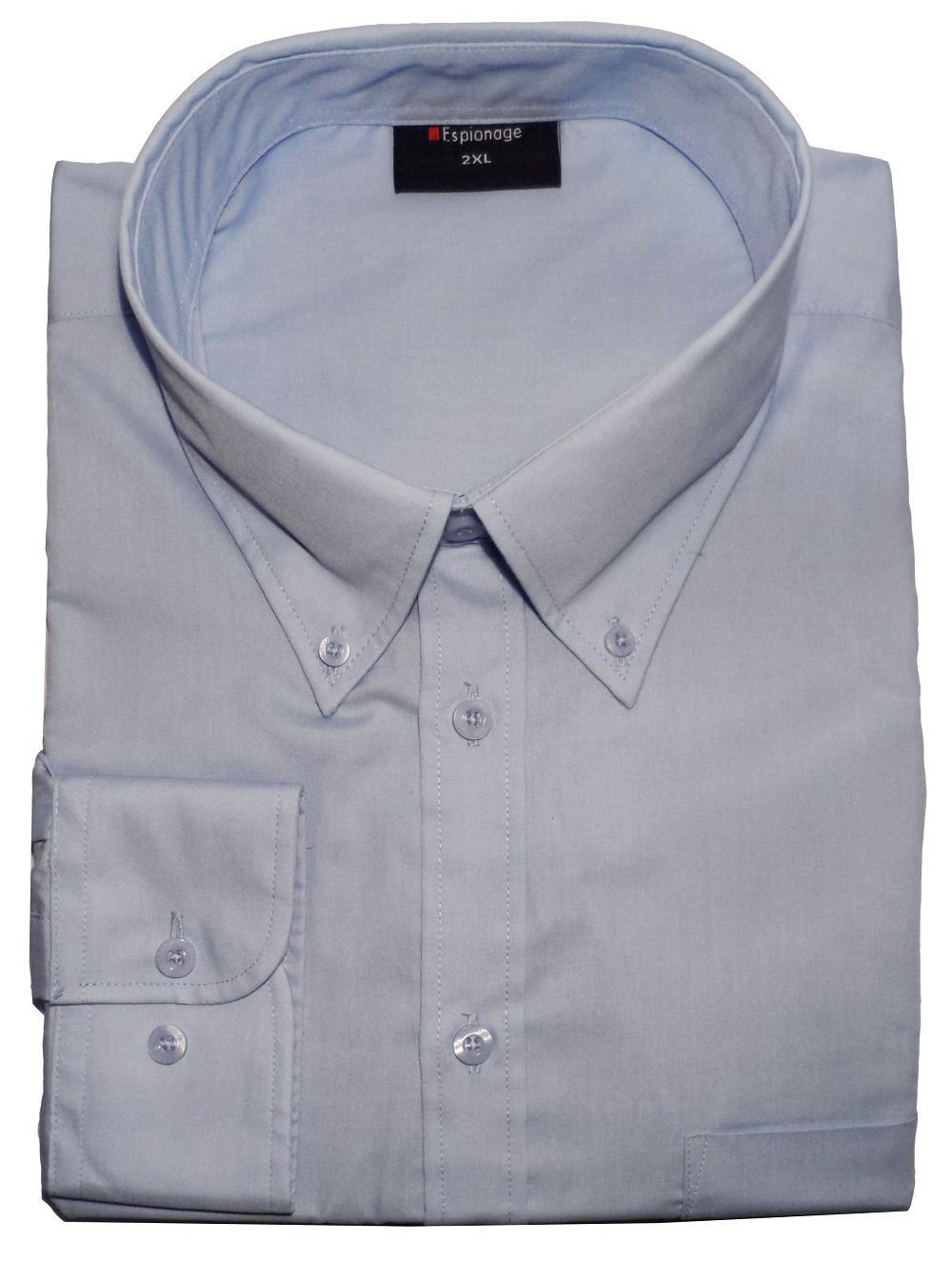 Espionage Big Size Mens Cotton Rich Long Sleeve Plain Shirt (150) in Light Blue in 5XL