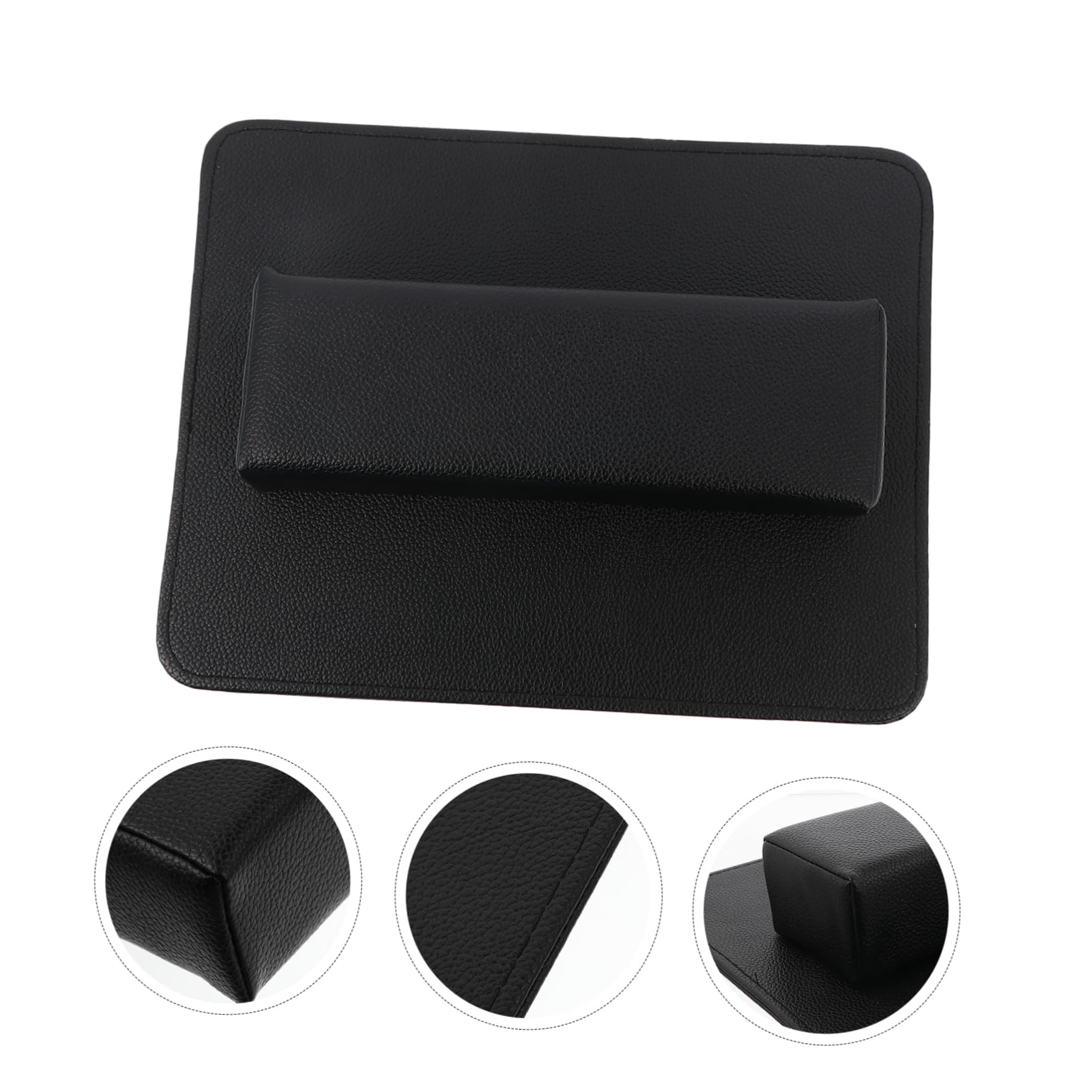 Cuscino Poggiamani per Nail Art 2 Pezzi in Pelle Pu Nero | Superficie Lavabile, Supporto Stabile per Manicure, Formato Rettangolare Compatto