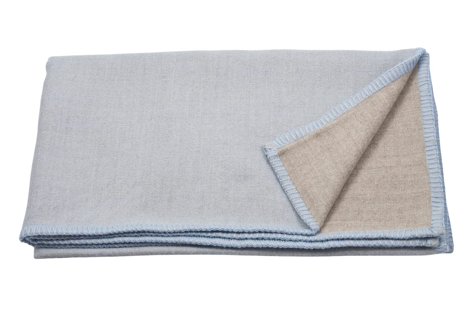 Generisch Coperta per neonati Royal in 100% lana alpaca – ragazzo – double face blu tortora