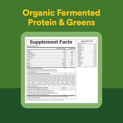 Miniatura 4 de Whole Earth & Sea from Natural Factors, Proteína Fermentada Orgánica y Verduras, Suplemento alimenticio integral vegano, Tropical, 1lb 7.3 Oz