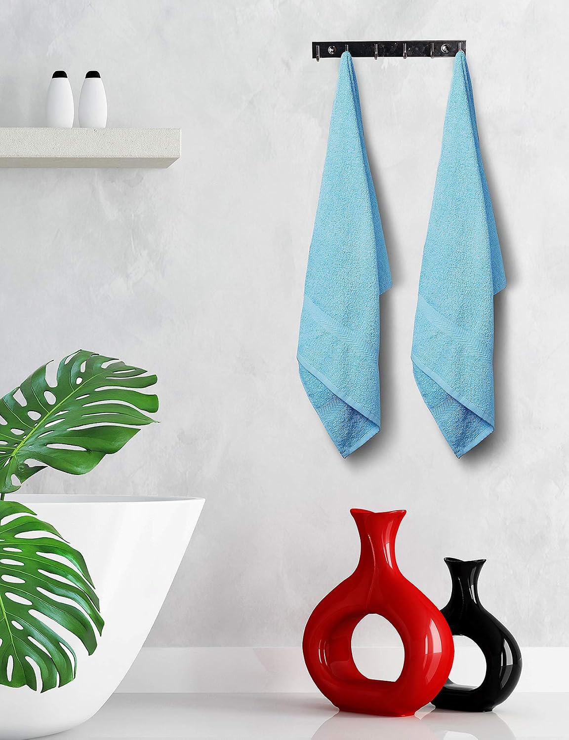 HOME LABELS TRANSFORM YOUR LIVING 100% Cotton Bath Towel Set of 6-Bath Towel Set 22x44 Real Blue Bath Towel -Soft Absorbent Towel Set-Luxury Towel Set