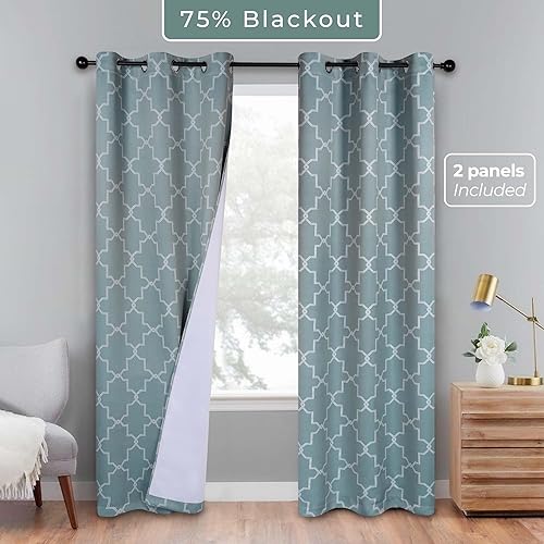 Miniatura 3 de BLUENILEMILLS Paneles de cortinas opacas para oscurecer la habitación con 6 ojales, cortinas perfectas para ventanas de cocina, dormitorio o sala de