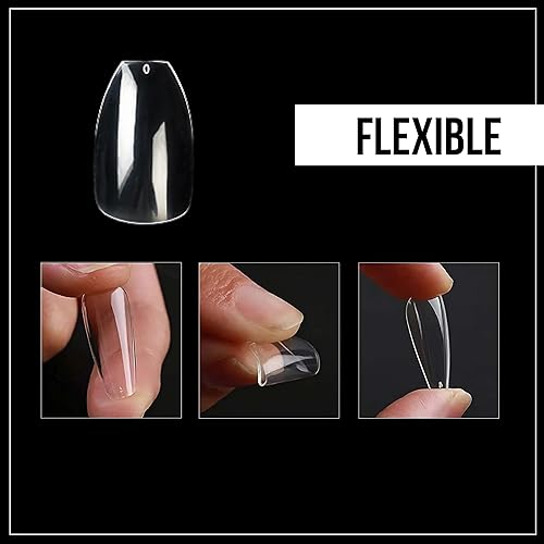 Miniatura 7 de Nail Gel-X - Juego de puntas medianas de almendra natural, calidad premium, 600 puntas en 12 tamaños, kit completo de extensión de uñas de