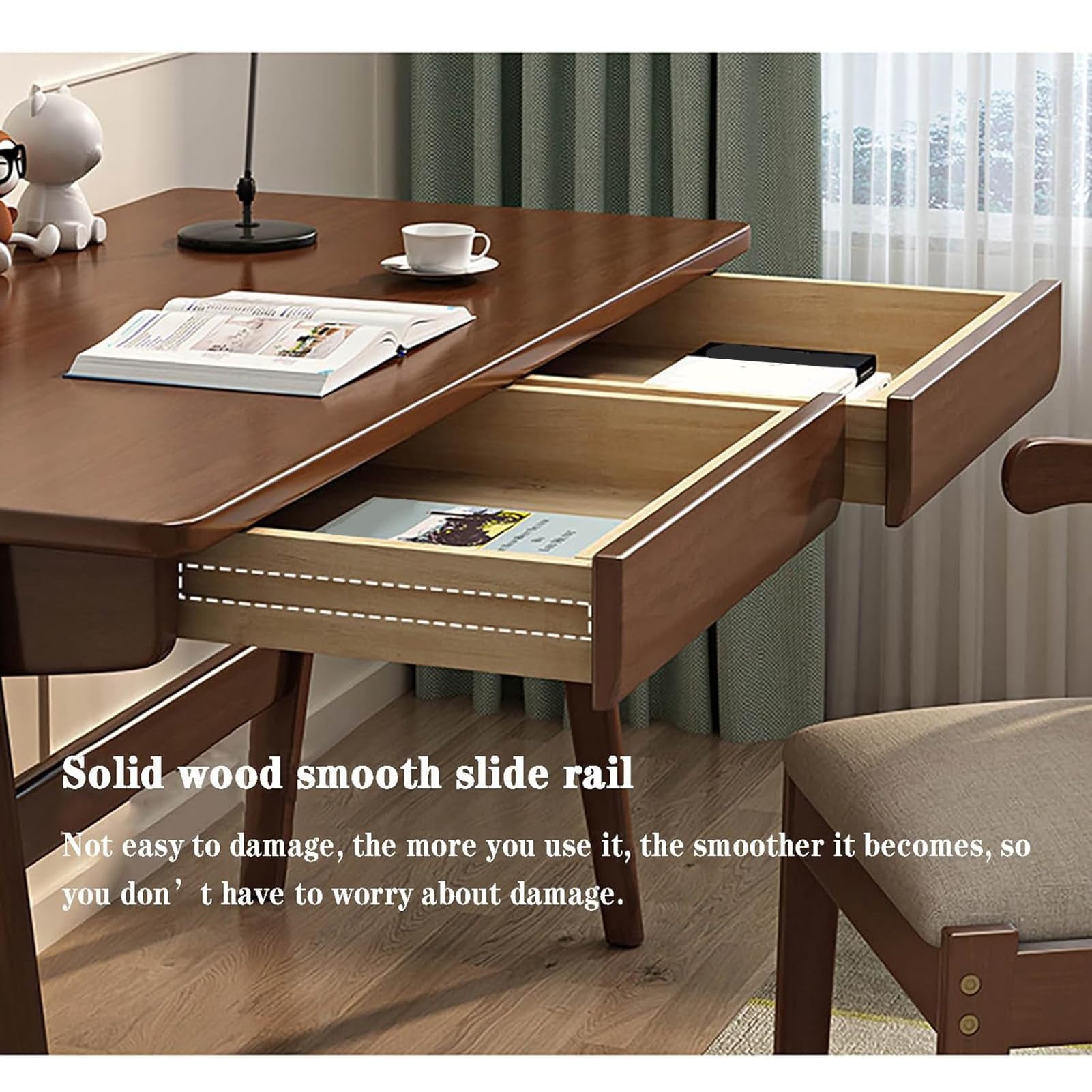 Scrivania in legno massello nordico, robusto tavolo da studio industriale per casa, ufficio e camera da letto, spaziosa scrivania in noce (120 x 60 x 75 cm)