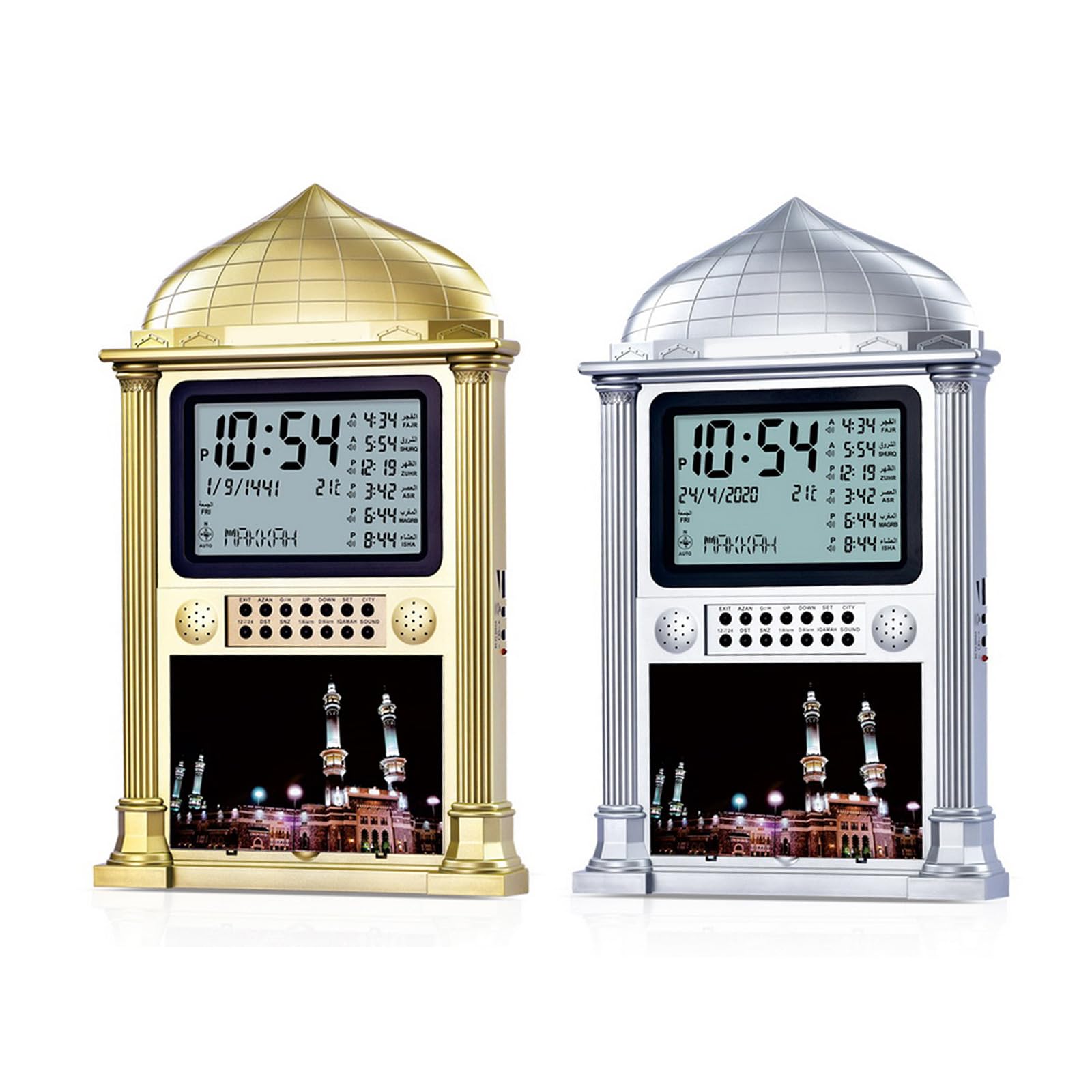 HA-4002 Azan Orologio Moderno Metallo Sveglia Orologio Da Tavolo con Memoria Snooze Funzione Supporto Temperatura Commutazione