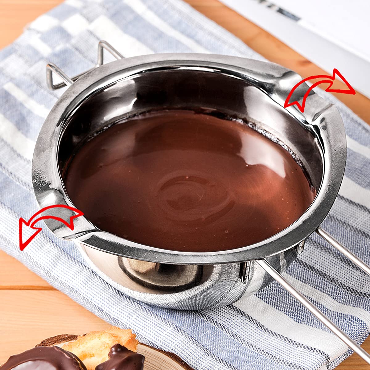NC DBAILY Baño María de Acero Inoxidable Cuenco Caldera de Cuenco de Leche de Cocina Cuenco de Fusión Fondo Plato Cuchara de Chocolate con Filtro para Chocolate Queso Azúcar Mantequilla Queso Caramelo