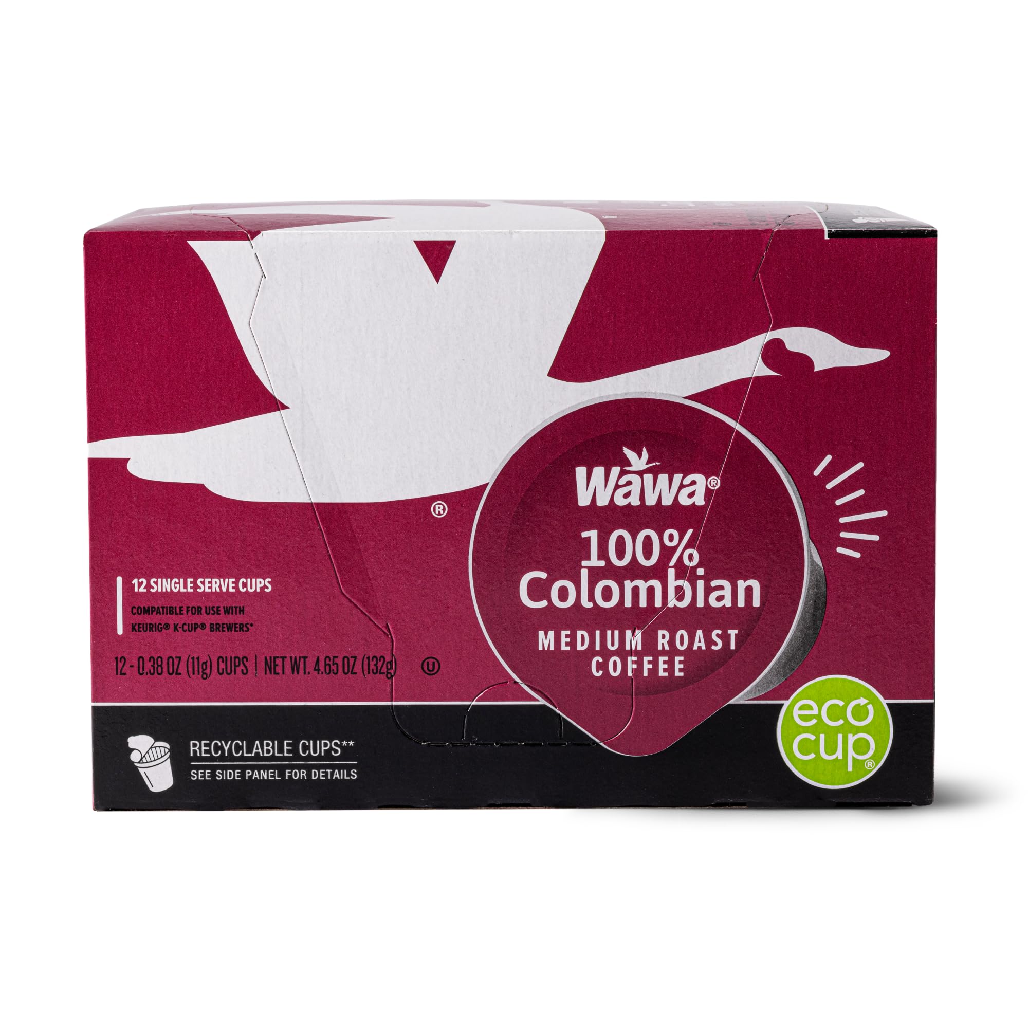Wawa Colombian Medium Roast Single Cup Coffee Pods, 12 Pods, 1 Box, Medium Bodied Blend, Chocolate & Fruit Notes, Single Serve, 100% More Responsibly Sourced from Rainforest Alliance Certified Farms