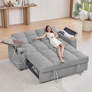 65'' Convertible Sofa Bed 3-in-1 Pull Out Couch, Folding Sleeper Sofa wi...