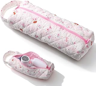 KFHENSOMR Hair Tools Travel Bag for Popular Hair Dryers, Hot Tools & Curling Iron Travel Bag, Quilted Cosmetics Toiletry Organizer, Soft Portable Organizer Case for Women Girl (Pink Cherry)