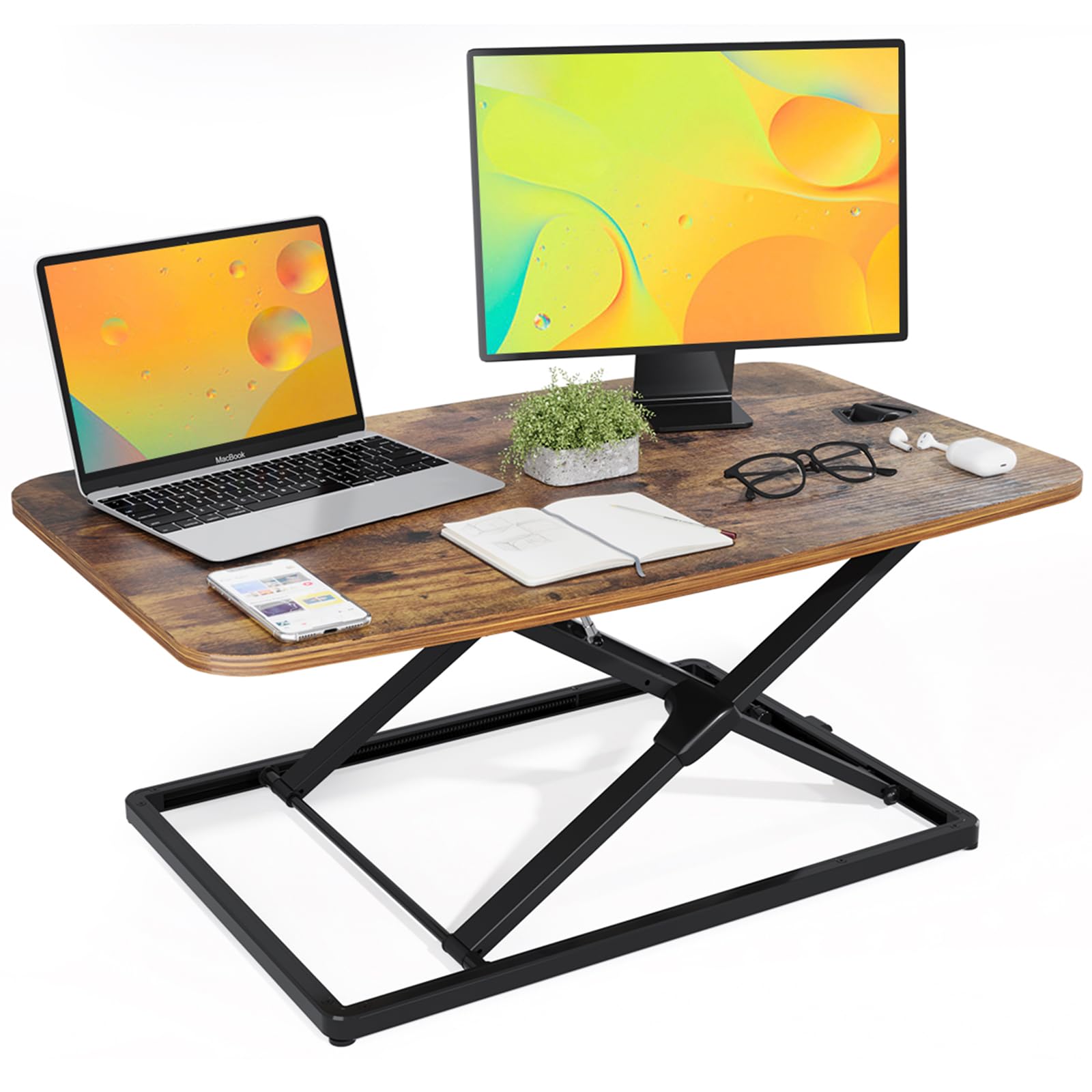 JOY worker Standing Desk Converter, 31 Inch Compact Height Adjustable Stand up Desk Riser, Ultra Low Profile Sit to Stand Table for Laptop Riser