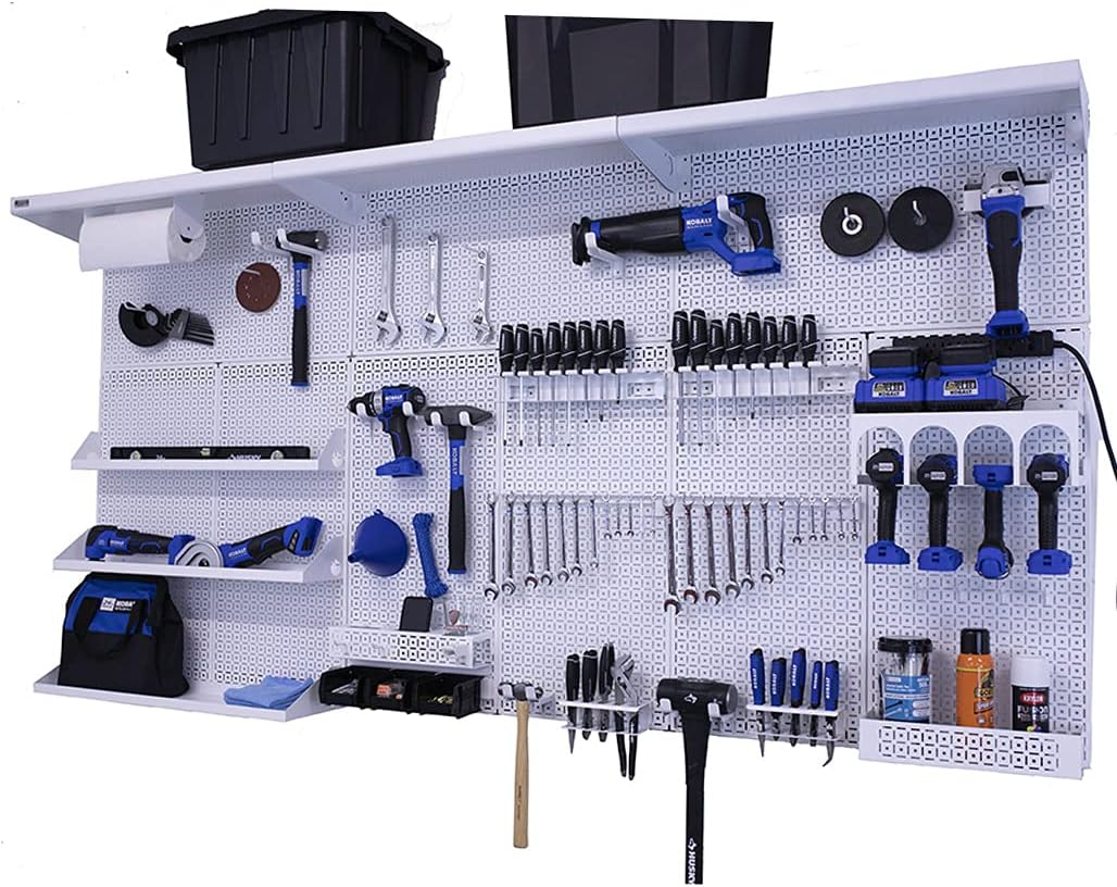 OmniWall Weekend Warrior XL Metal Pegboard Wall Organization System (Black/Black)
