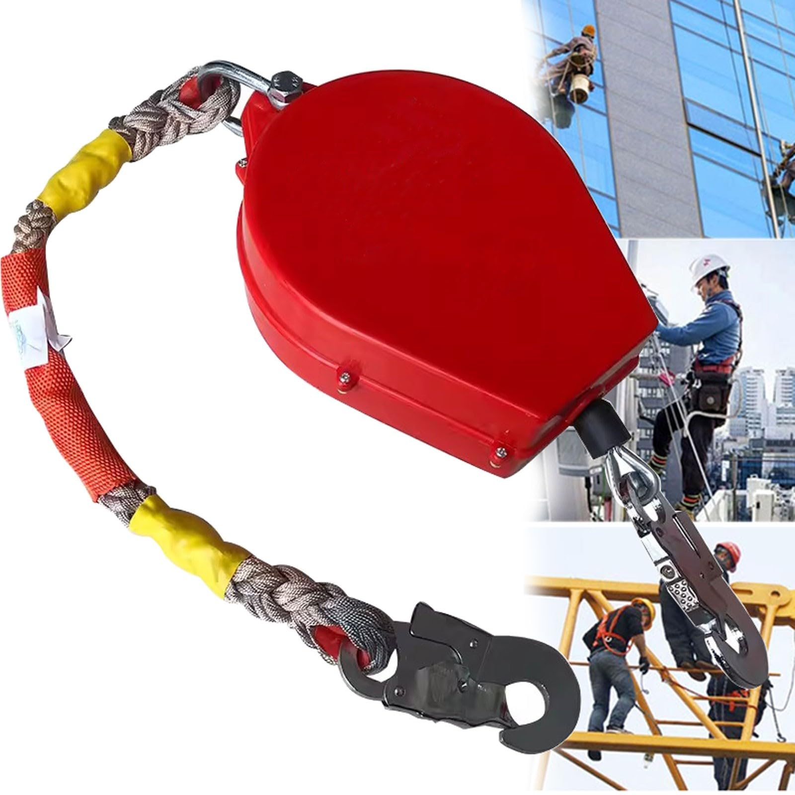 Dispositivo Anticaídas Retráctil 3-20m, Línea de Vida Retráctil Portátil con Gancho Autoblocante, Arnes de Seguridad Anticaídas Retráctil para Trabajos en Altura, Carga Máxima: 200kg(Size:20m)