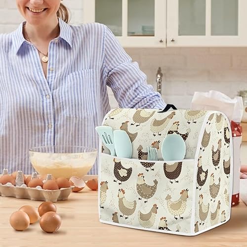 Miniatura 3 de Funda para batidora de soporte de cocina con estampado de gallinas de pollo, cubierta para procesador de alimentos con Hanlde y bolsillo duraderos,