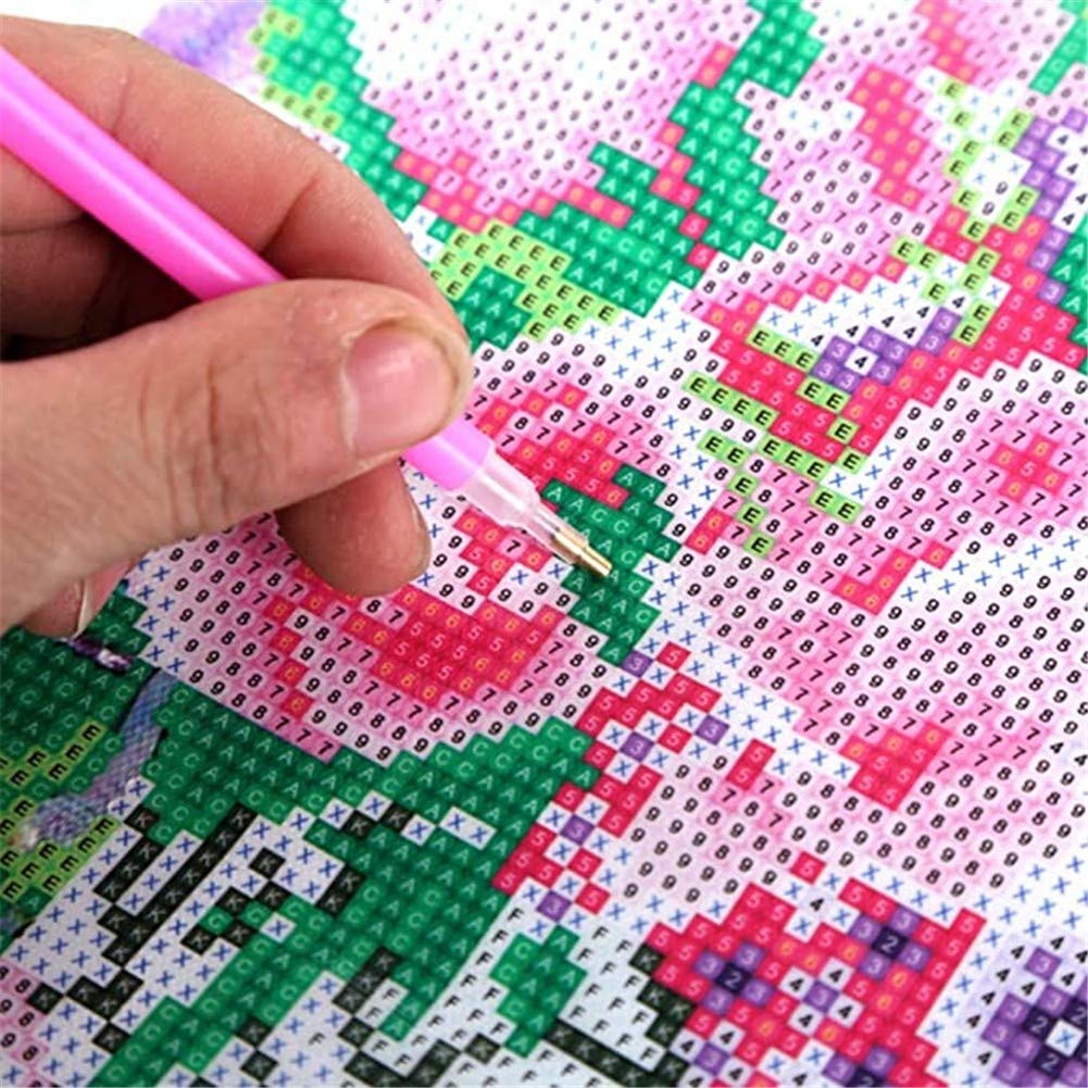 oahc DIY Pittura Diamante 5D Completo Kits Adulti Bambini Ricamo Cristallo Strass Grande Diamond Painting Art Parete Casa Decor Fiore di Magnolia Rosa Trapano Rotonda 40x100cm Y8559