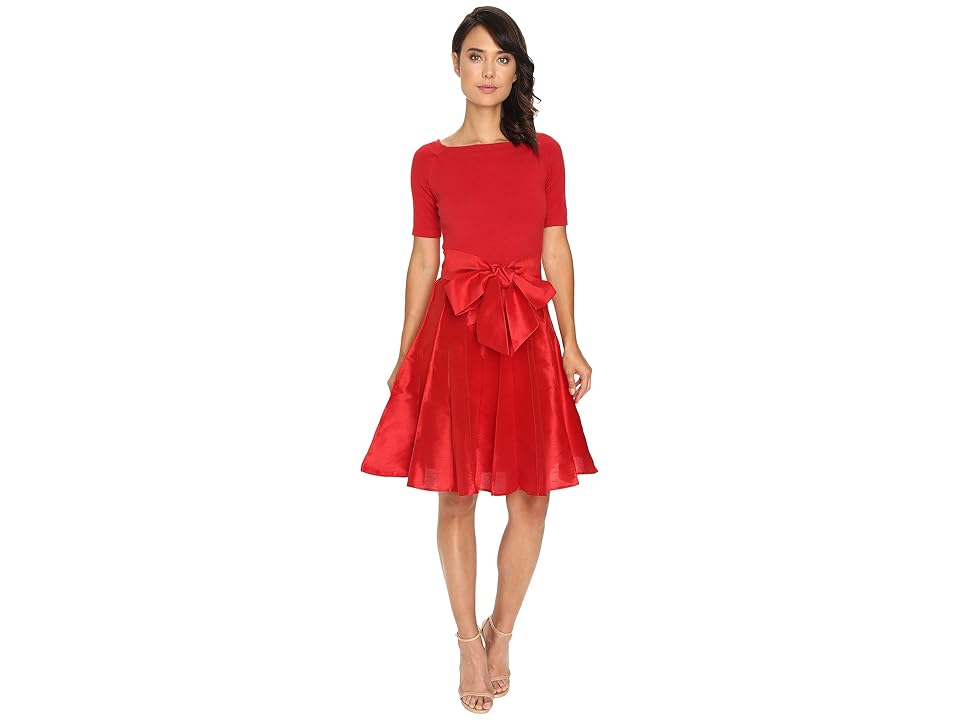 

NUE by Shani Full Fashioned Knit Dress with Dupioni Skirt (Red) Women's Dress