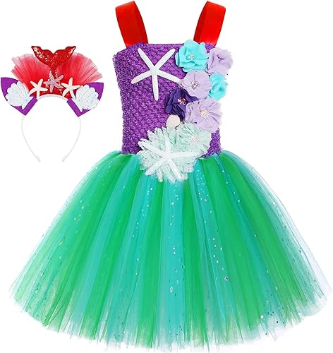 Miniatura 2 de SKCAIHT Vestido de sirena para niñas, vestido de sirena iluminado para niñas, fiesta de cumpleaños, regalos de sirena, decoración de disfraces de