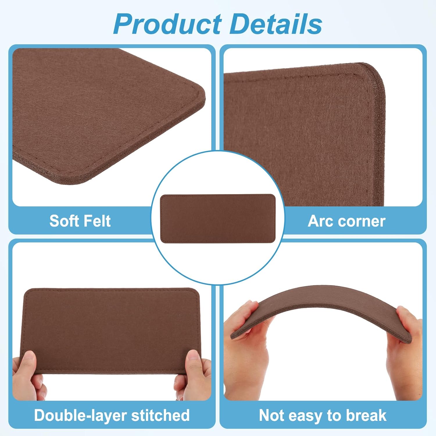 PATIKIL 12 x 5 Inch Felt Bag Base Shaper, 2pcs Bag Bottom Pad Organizer Insert Rectangle Liner Board for Purse Handbag Tote Travel Bag Canvas Cosmetic, Coffee - Image 3