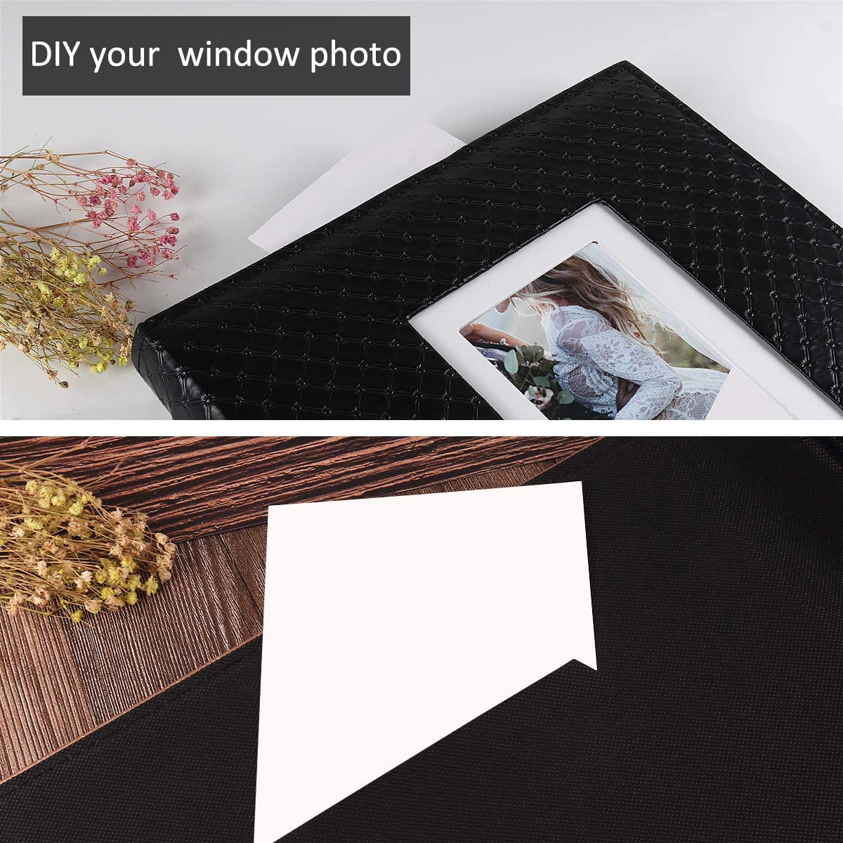 RECUTMS Fotoalbum, 10,2 x 15,2 cm, für 600 Fotos, Knopfnarbung, größere Kapazität, Ledereinband, schwarze Innenseite, Baby, Familienbuch, Hochzeitstag, Bilder, Geburtstag, Fotoalben (weiß)