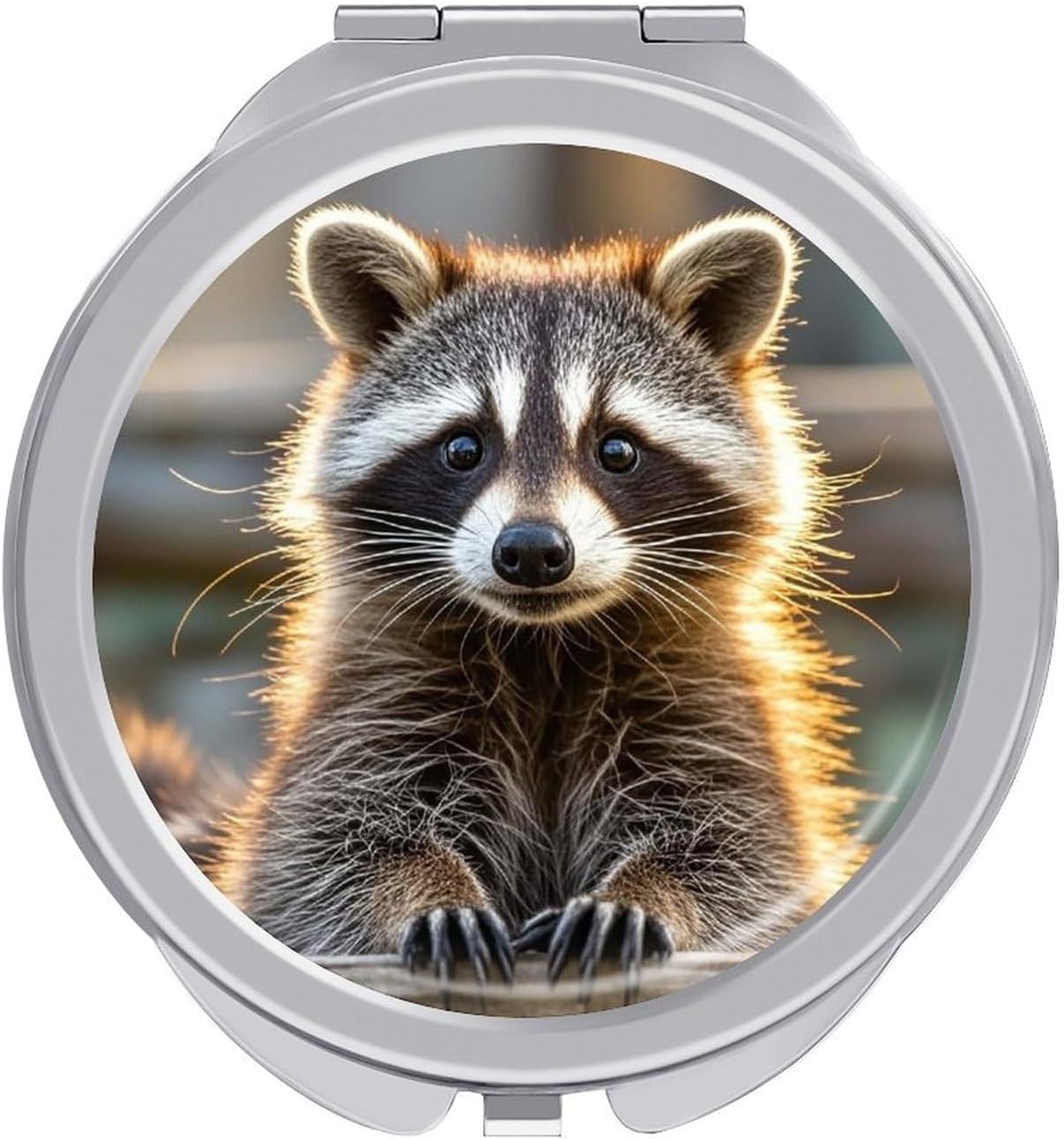 Cute Raccoon Portable Makeup Mirror, Sided Travel Hand Mirror Mini Folding Mirror for Precise Makeup Women Daily Use