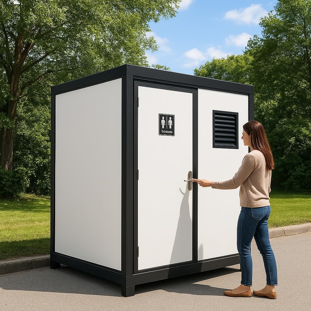 Portable Outdoor Bathroom Pod K2215, 7.4x5x8 ft, Complete Shower Room Unit with Toilet, Sink, Exhaust Fan