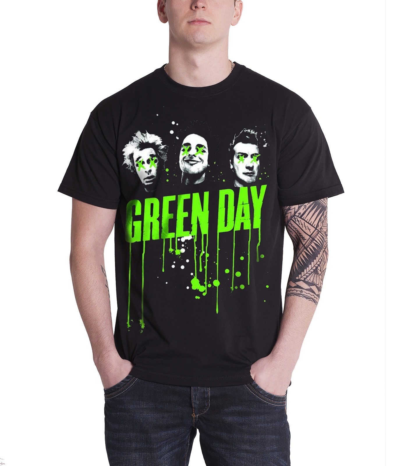 Green Day Men's Drips Short Sleeve T-Shirt, Black, Medium