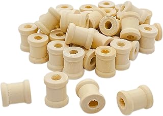 300 Pack Mini Unfinished Wood Spools Natural Wooden Barrel Shaped Spools for Crafts (5/8x1/2 in)