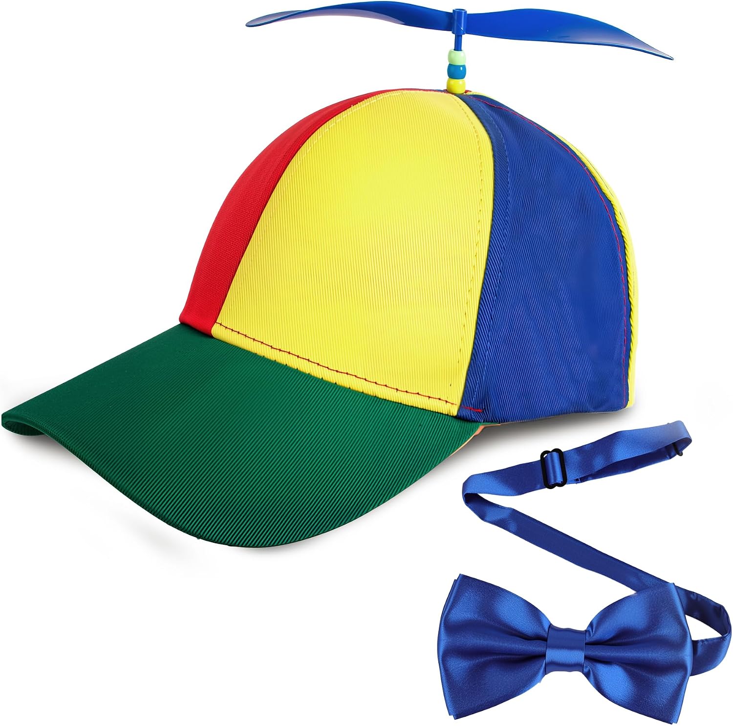 Framendino, Propeller Hat Detachable Helicopter Top Cap Brim Baseball Hats with Adjustable Bow Tie for Adult