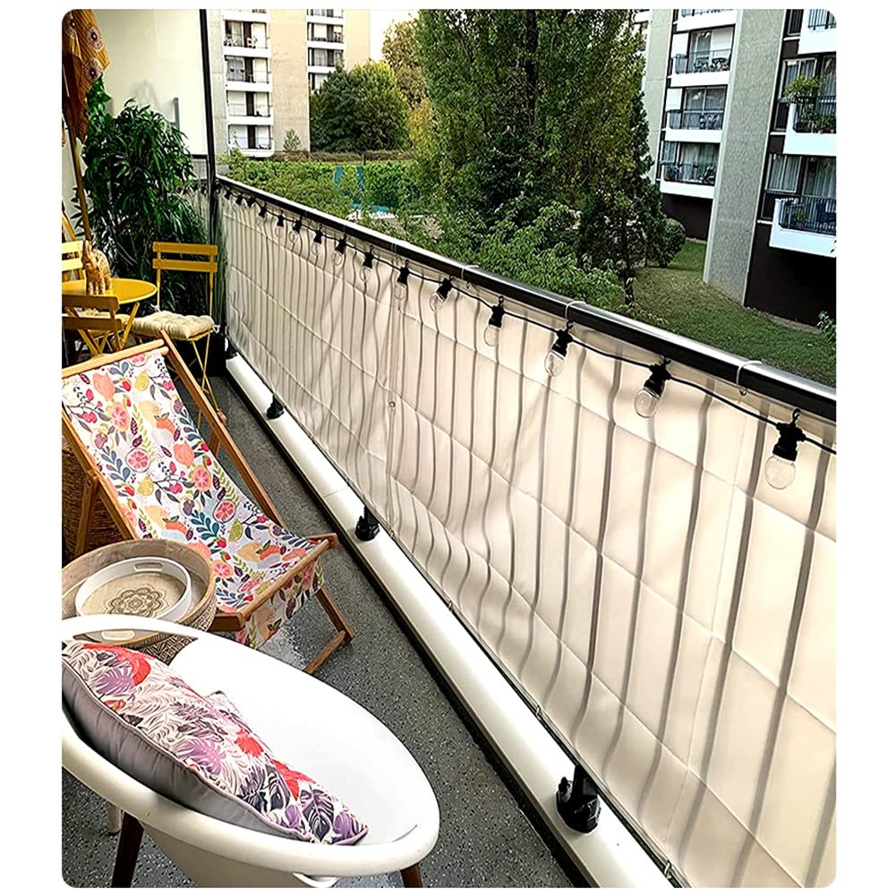 Balkon Sichtschutz Zaun Bildschirm - Windschutz Abdeckung PU Polyester-Gewebe - Wind Und Wasser Resistent - Für Deck, Terrasse, Hinterhof, Outdoor-Pool, Veranda, Geländer (Farbe : Light Brown, Größe