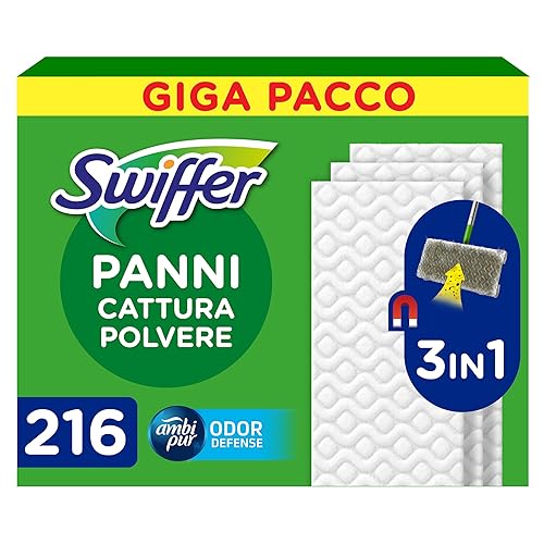 Swiffer Panni Cattura Polvere, 216 Panni Microfibra Dry, Cattura Polvere