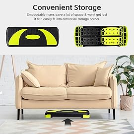 ZENY 31\'\' Aerobic Step Platform, Adjustable Exercise Workout Stepper with Stable Risers, Stand Up Steppers for Exercise at Home, Fitness Equipment for Home Gym(yello-green)