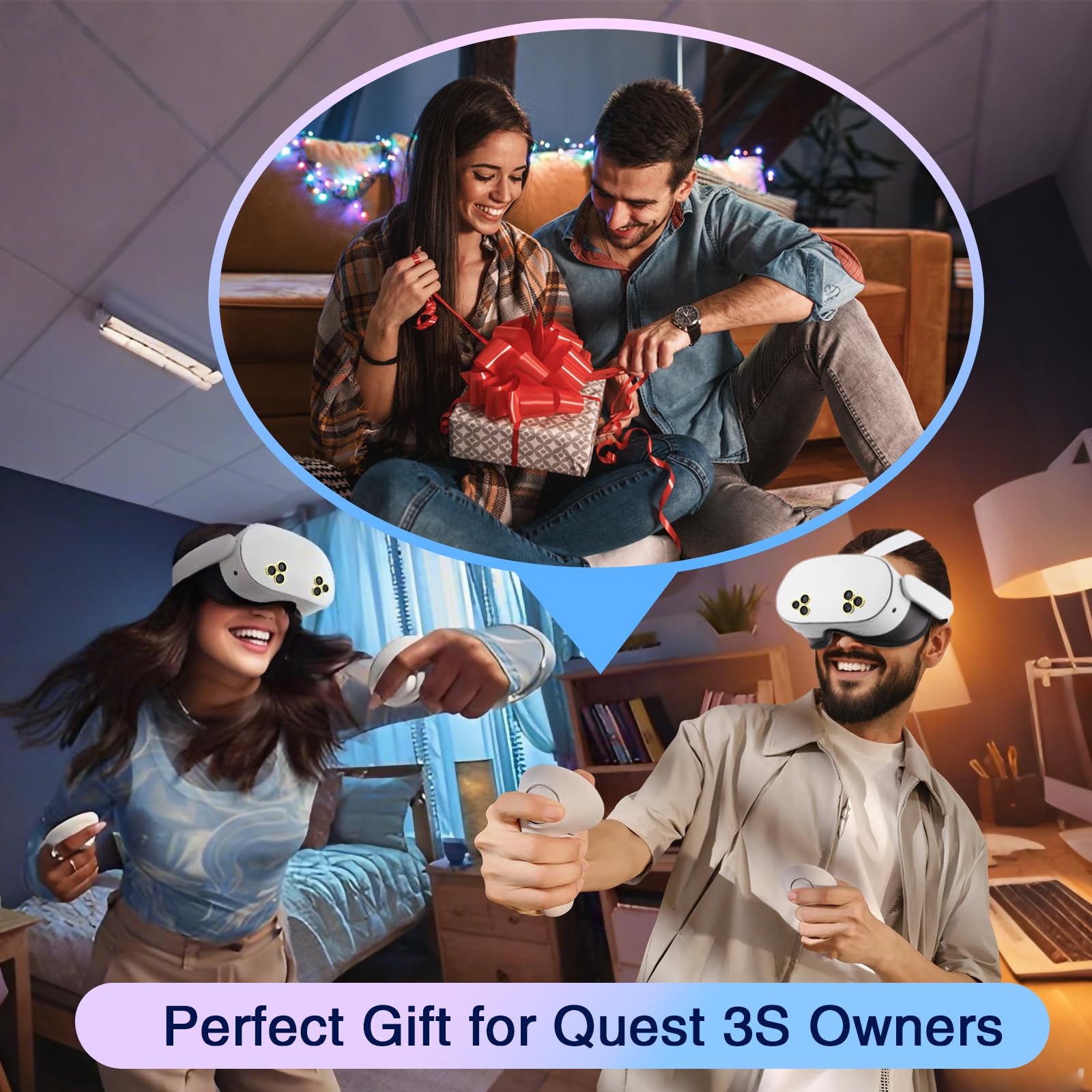 2-pak ochraniaczy obiektywu do akcesoriów Meta Quest 3S, osłona aparatu wysokiej rozdzielczości do meta/Oculus 3S, rama ze stopu, cienkie szkło hartowane 9H do akcesoriów VR, złote