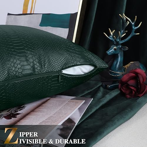 Miniatura 239 de BRAWARM Fundas de almohada de piel sintética de 16 x 16 pulgadas, paquete de 2 fundas de almohada de cuero plateado, almohadas decorativas de piel