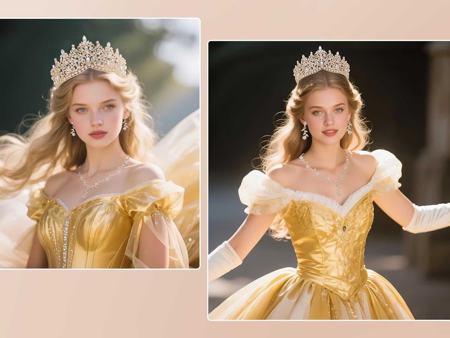 Kamirola Tiaras and Crowns for Women,3-pack Tiaras Earrings Necklace, Crystal Bridal Jewelry Set, Costume Party Halloween Prom Pageant Jewelry for Women(TR46) - Image 4