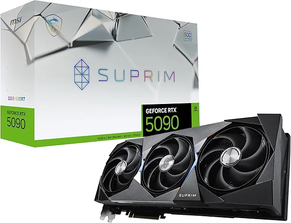 MSI Gaming RTX 5090 32G SUPRIM SOC Graphics Card (32GB GDDR7, 512-bit, Extreme Performance: 2580 MHz, DisplayPort x3 2.1a, HDMI 2.1b, NVIDIA Blackwell Architecture)