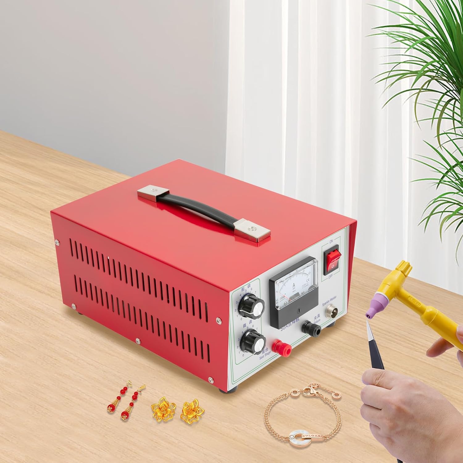 Portable Jewelry Spot Welder, Jewelry Welding Machine, Pulse Sparkle Spot Welder, Adjustable Permanent Jewelry Welder kit for Platinum Gold Silver Steel, 500W, Welding Diameter 0.5-1.2mm